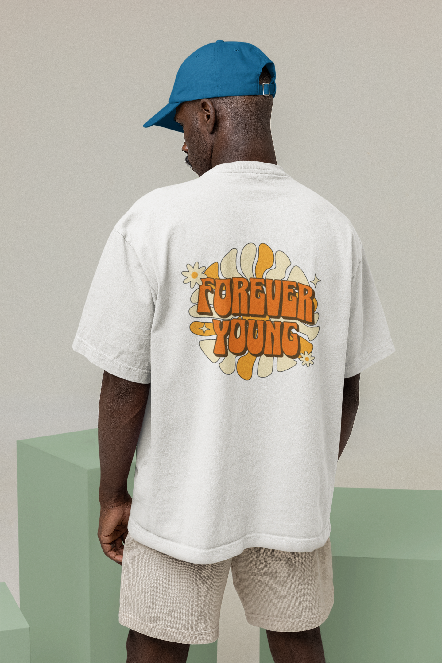 Forever Young Unisex White Oversized T-Shirt Streetwear