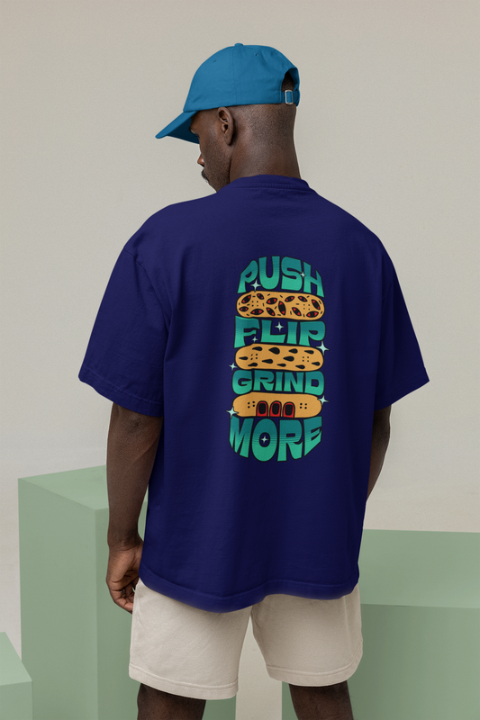 Grind unisex navy blue oversized t-shirt