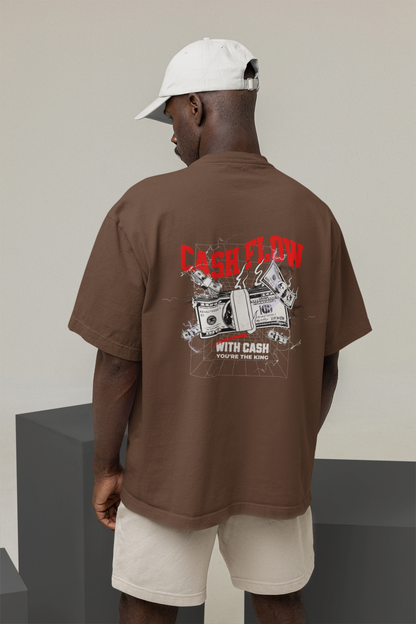 Cash Flow Unisex Brown Oversized T-Shirt Streetwear Style