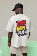 Hopeful Half Sleeve White Oversized T-Shirt for Men by Hello Swanky