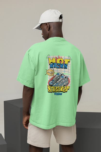 Snekers Green Oversized Half Sleeve T-Shirt for Men – Trendy Fit