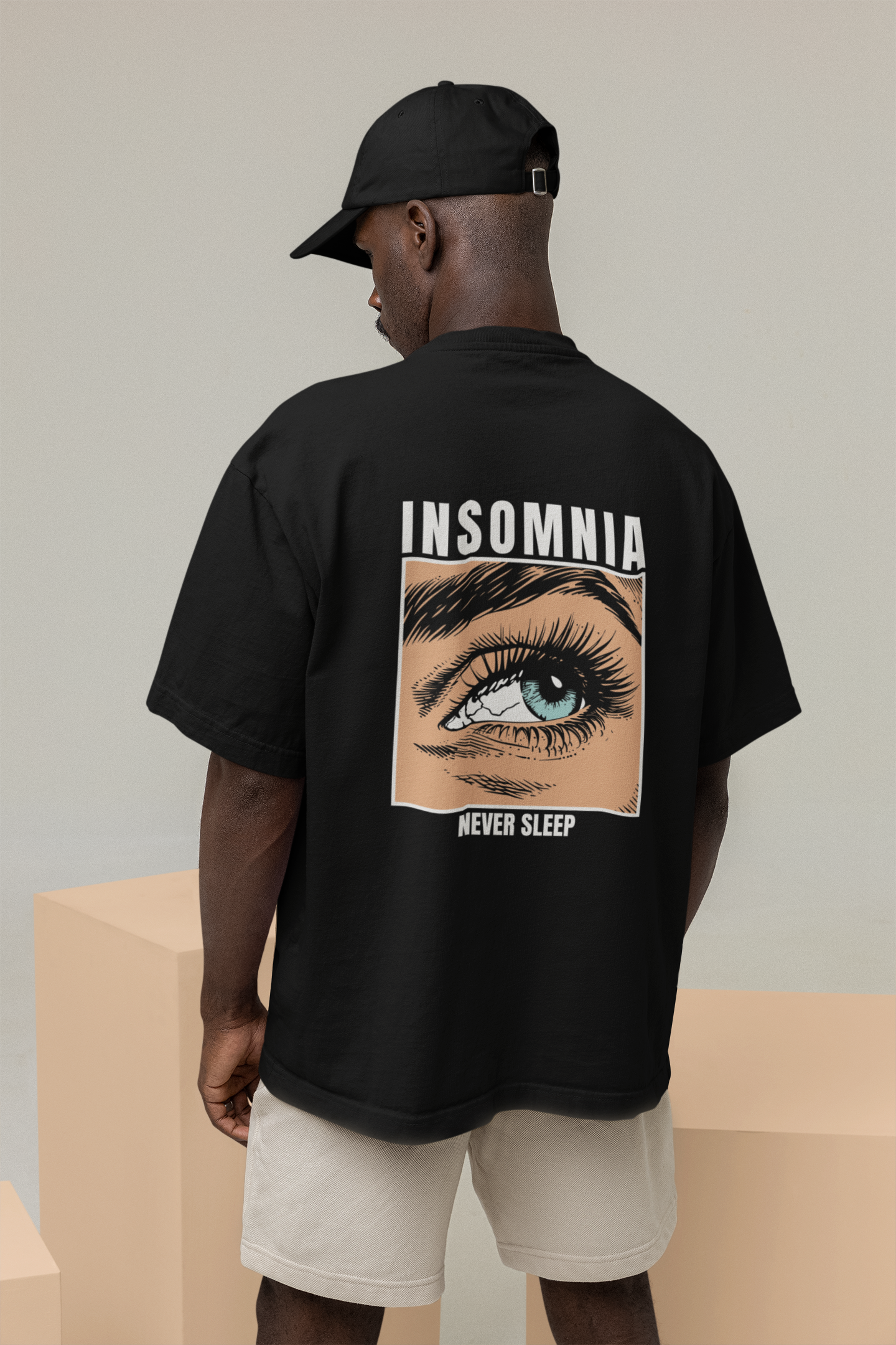 Insomnia Unisex Black Oversized T-Shirt Streetwear Style