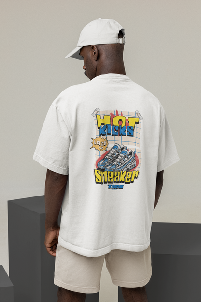 Snekers White Oversized Half Sleeve T-Shirt for Men – Trendy Fit