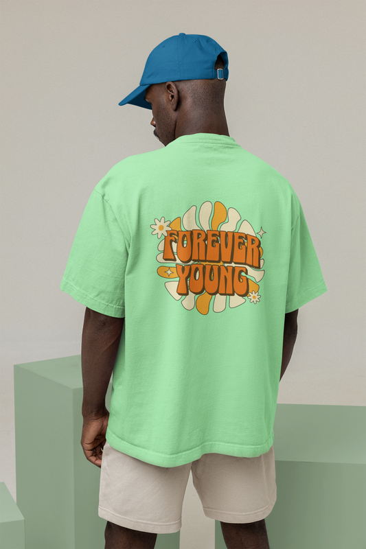 Forever Young Unisex Oversized Tee – Sage Green Streetwear
