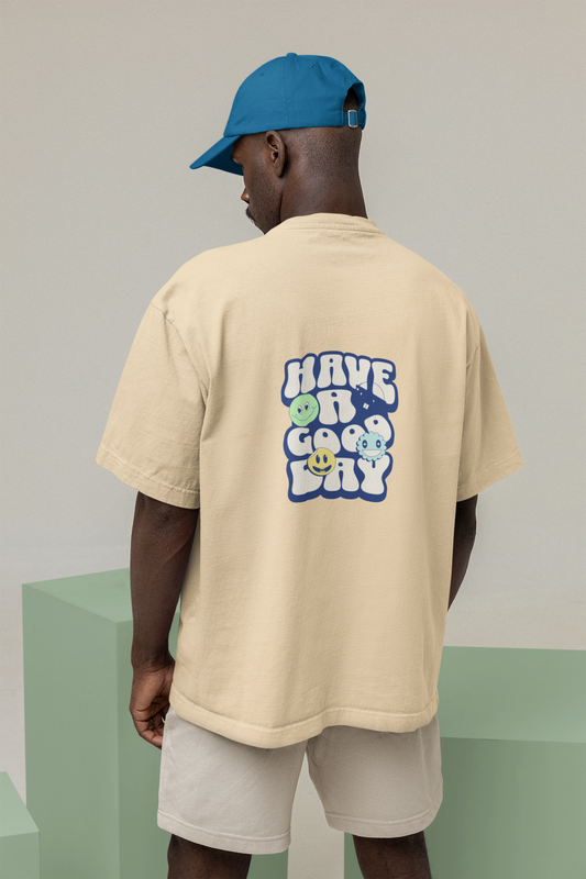 Good Day Unisex Beige Oversized T-Shirt Stylish Streetwear