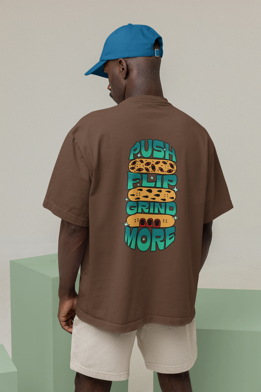 Grind unisex brown oversized t-shirt