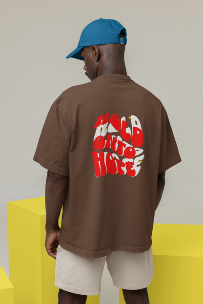 Hold & Hope Half Sleeve Brown Oversized T-Shirt for Men by Hello Swanky