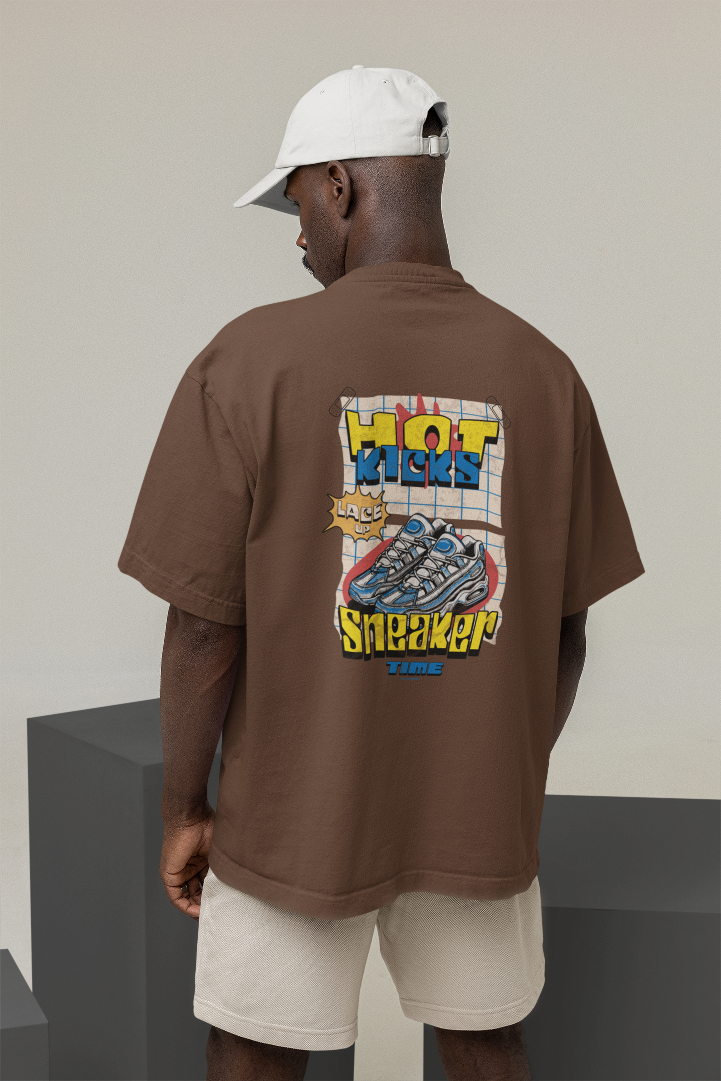 Snekers Brown Oversized Half Sleeve T-Shirt for Men – Trendy Fit