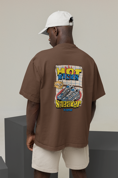 Snekers Brown Oversized Half Sleeve T-Shirt for Men – Trendy Fit