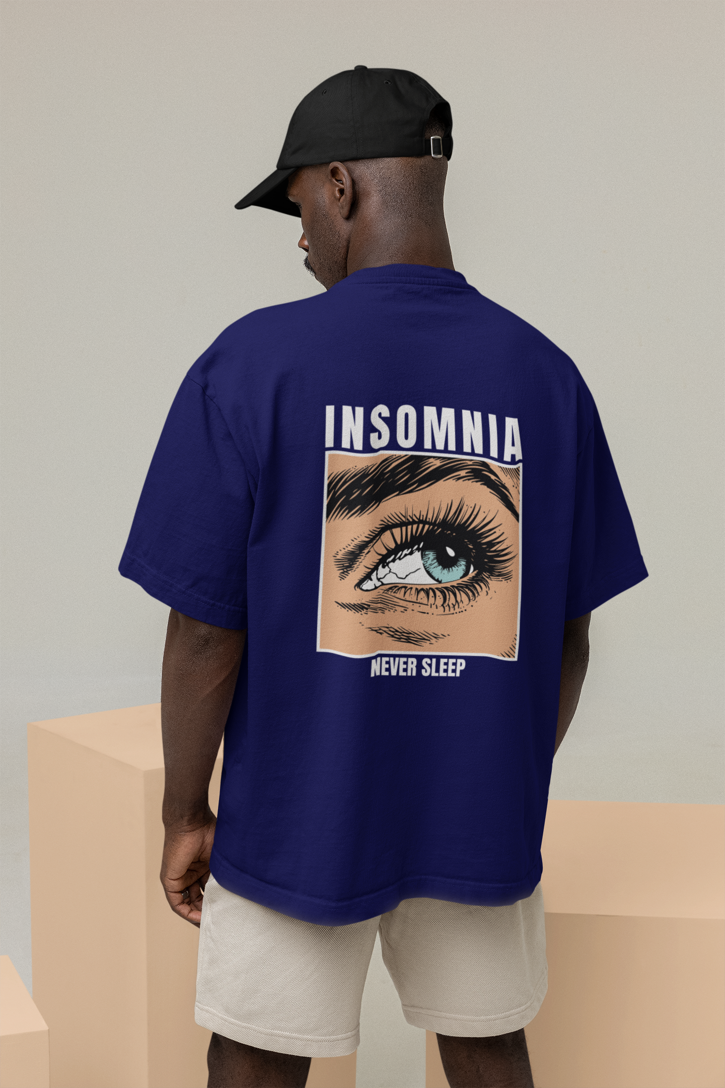 Insomnia Unisex Navy Blue  Oversized T-Shirt