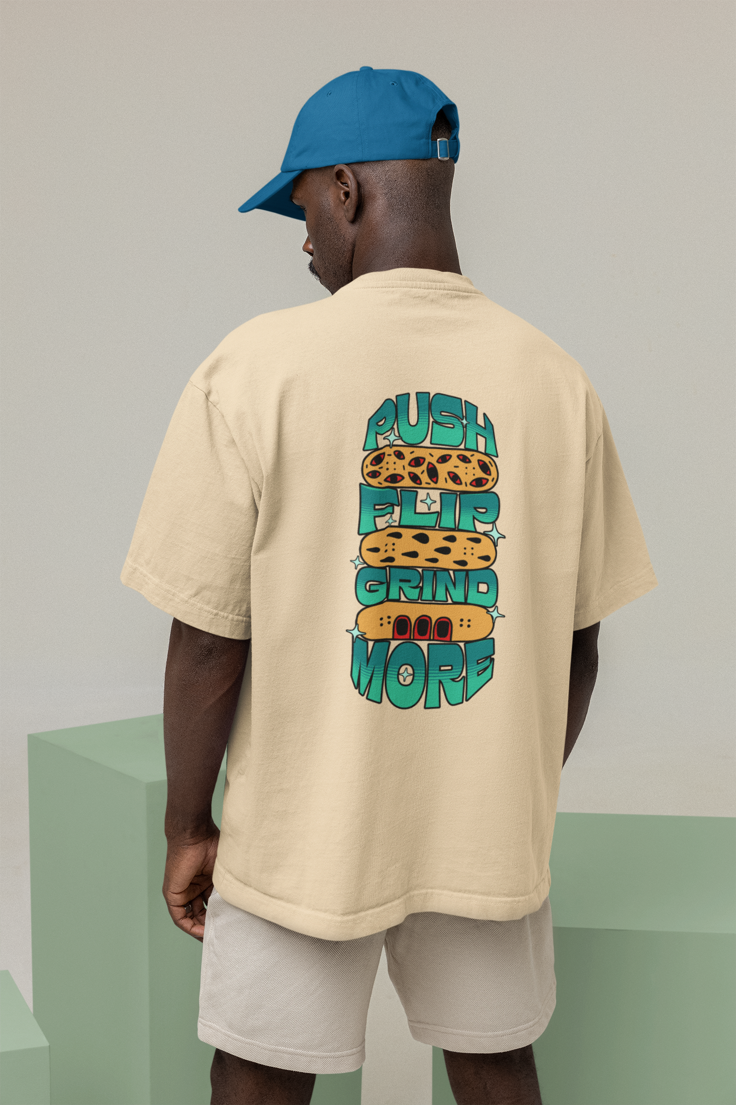 Grind unisex beige oversized t-shirt