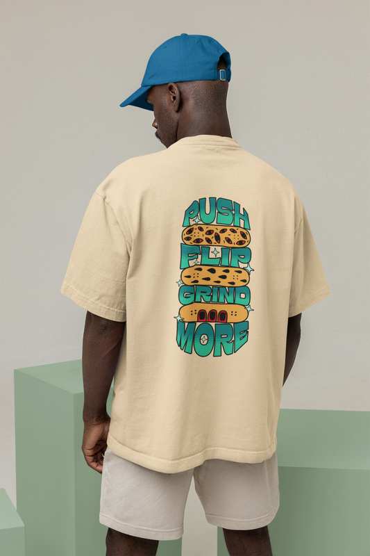 Grind unisex beige oversized t-shirt