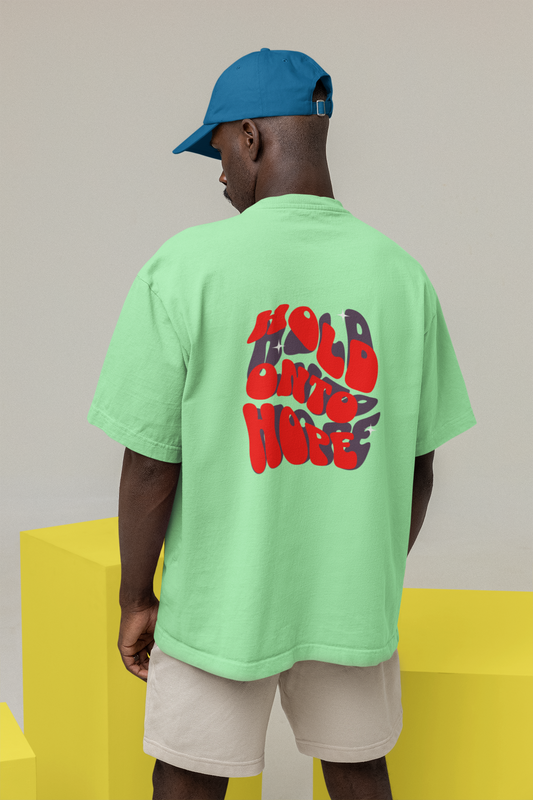 Hold & Hope Half Sleeve Saga Green Oversized T-Shirt for Men Today