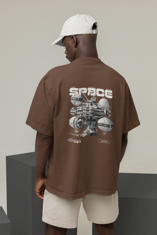 Space Unisex Brown Oversized T-Shirt