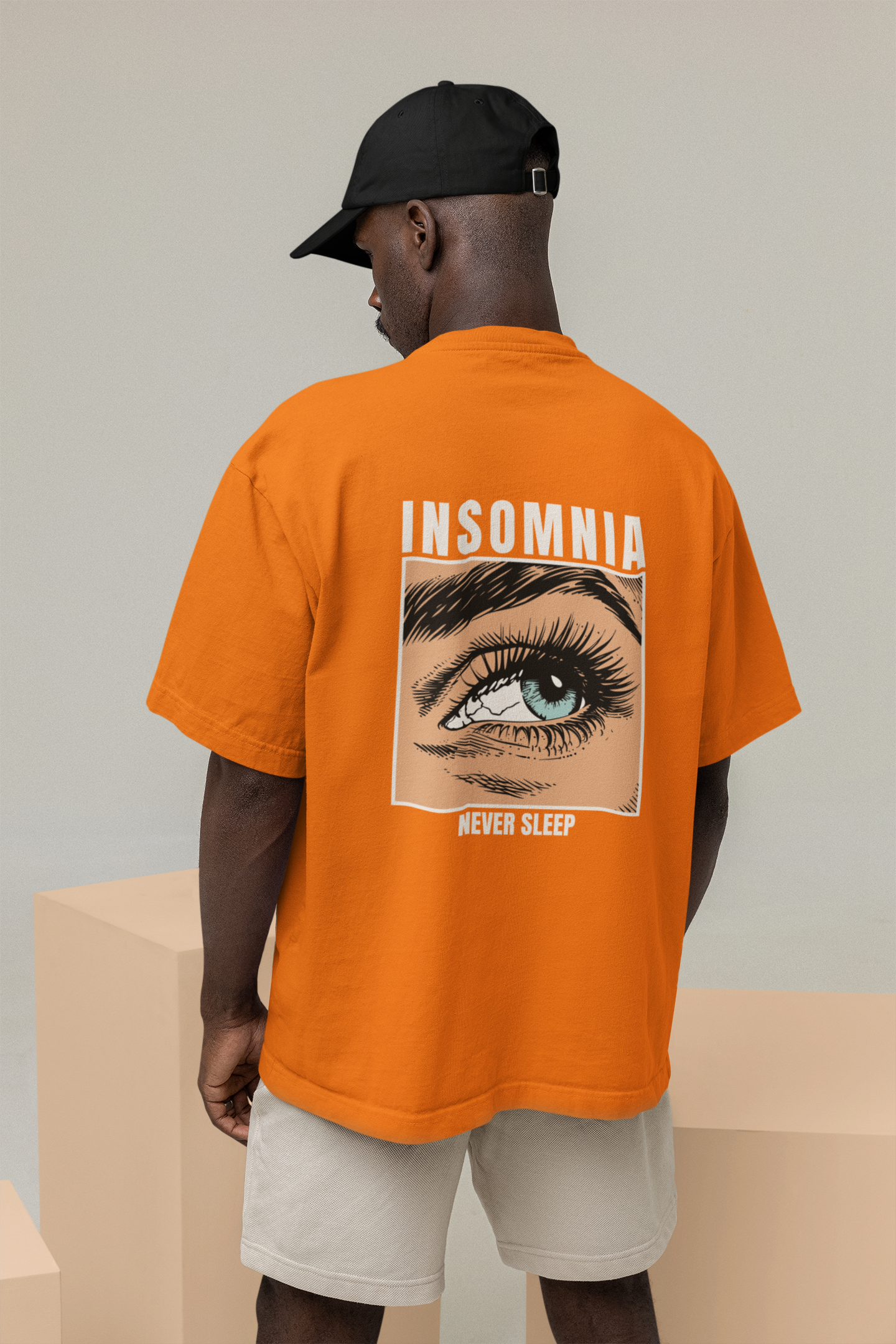 Insomnia Unisex Orange Oversized T-Shirt Streetwear Style