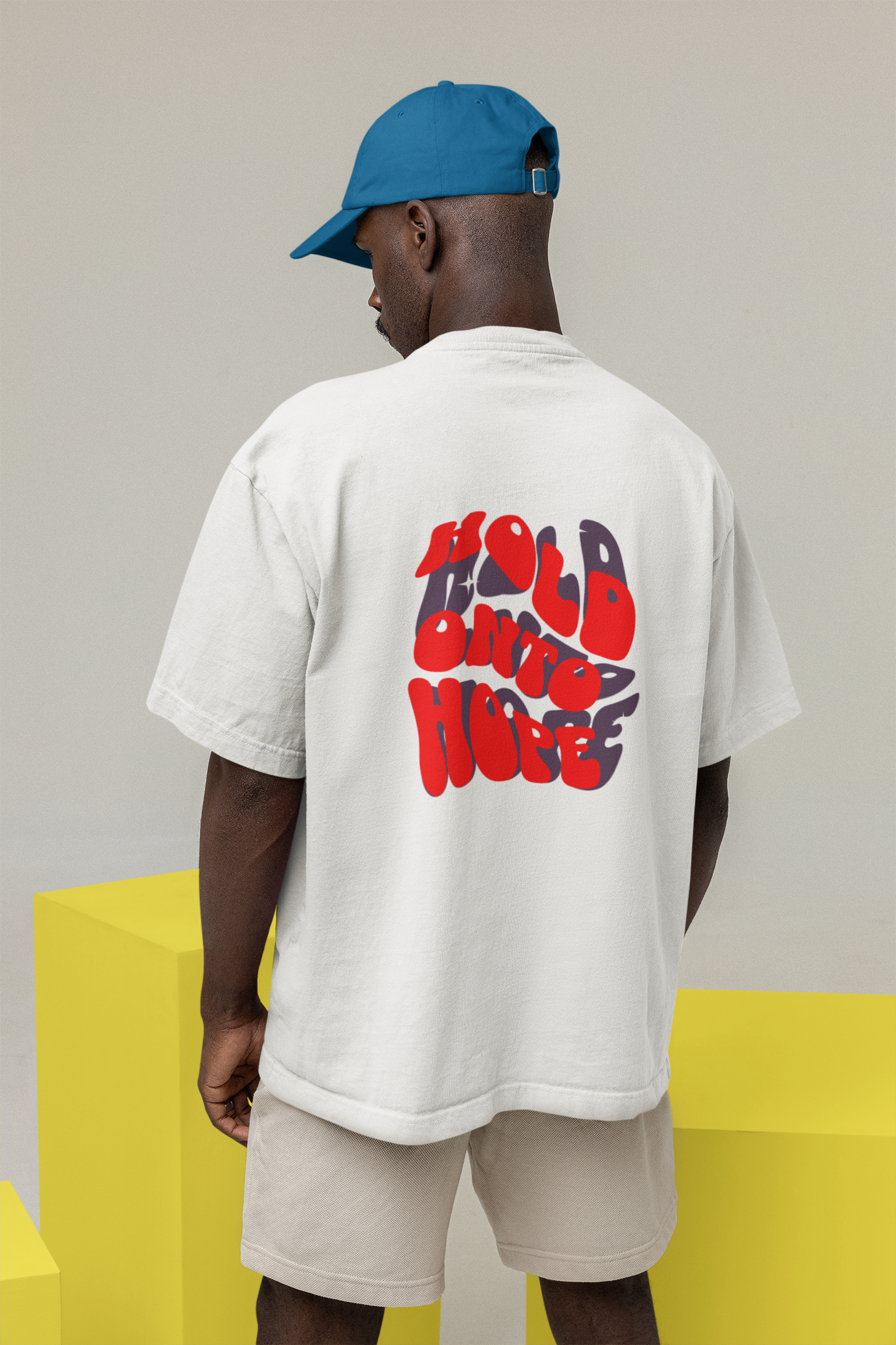 Hold & Hope Half Sleeve Oversized T-Shirt for Men White Tee