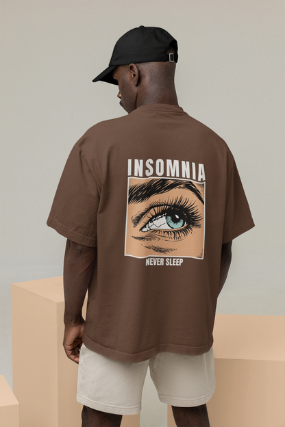 Insomnia Unisex Brown Oversized T-Shirt Streetwear Style