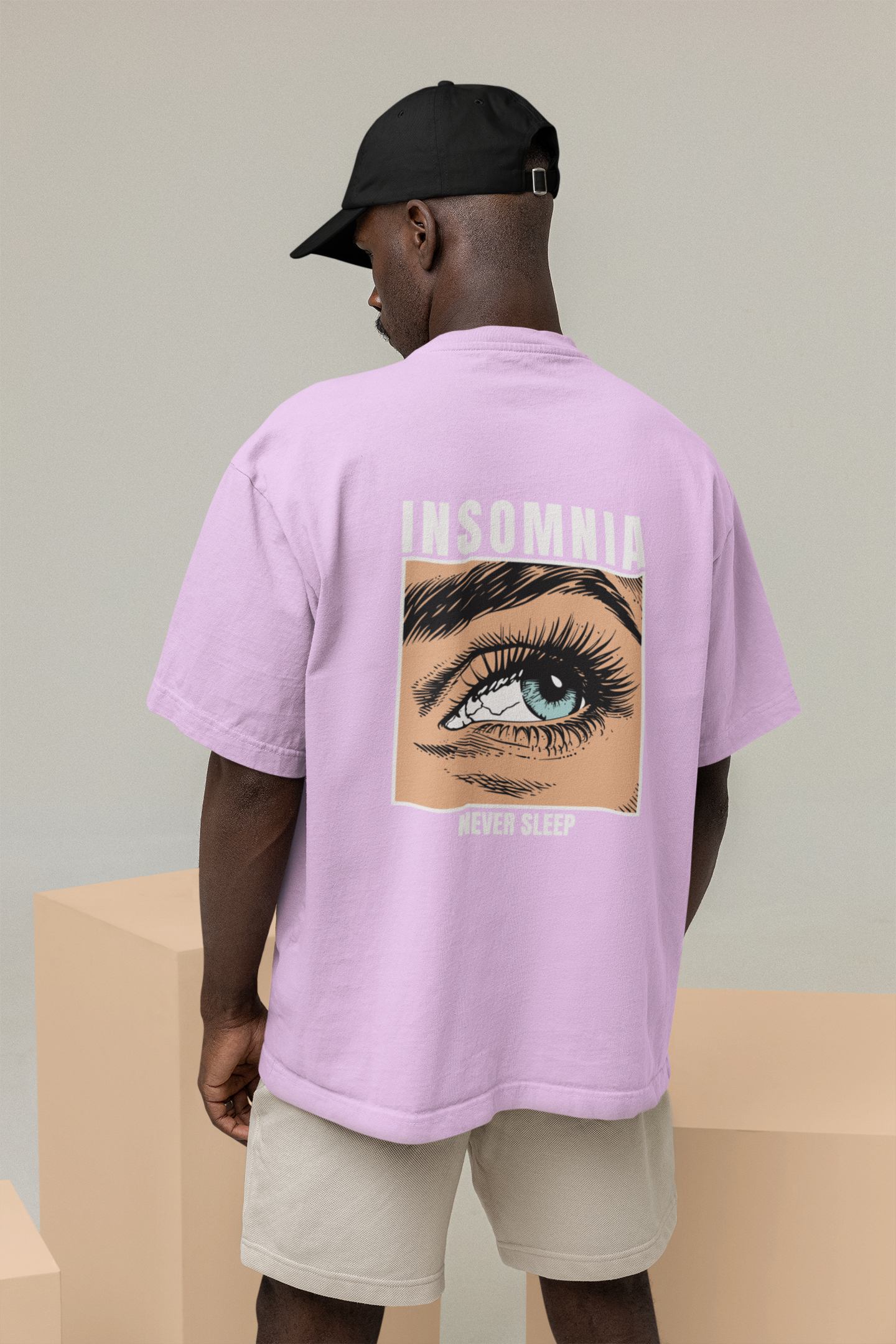 Insomnia Unisex Lavender Oversized T-Shirt Streetwear Style
