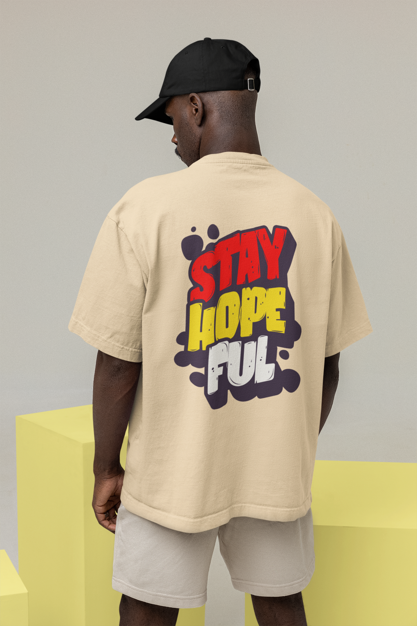 Hopeful Unisex Beige Oversized T-Shirt
