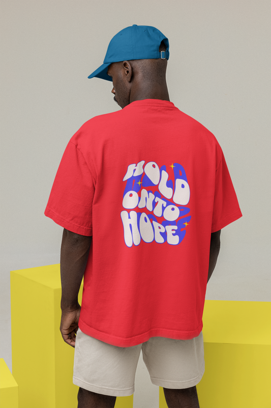 Hold & Hope Half Sleeve Red Oversized T-Shirt for Men Online Today