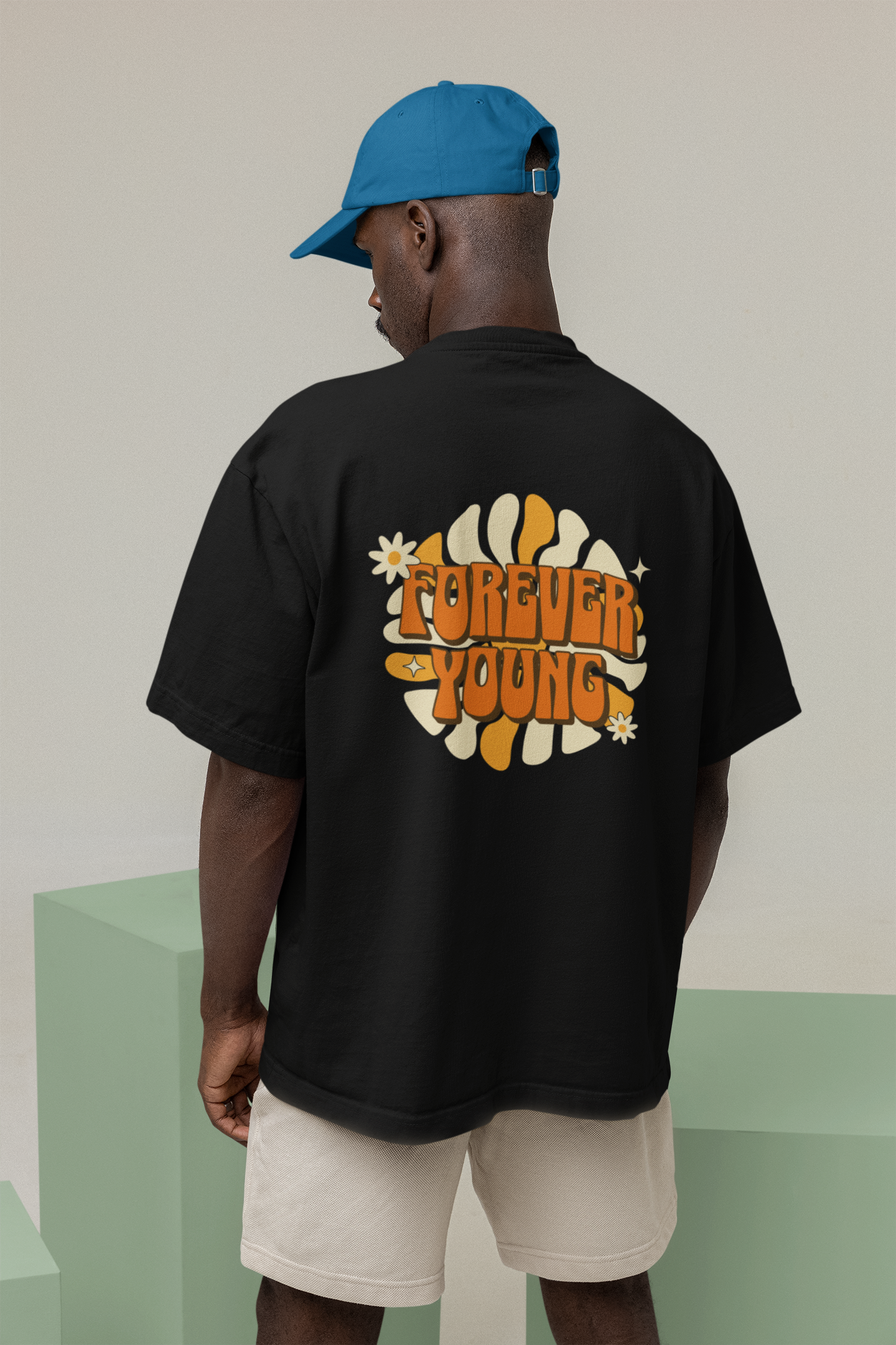 Forever Young Black Oversized T-Shirt – Trendy Casual Wear