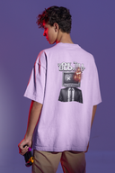 TV Half Sleeve Lavender Oversized T-Shirt for Men by Hello Swanky