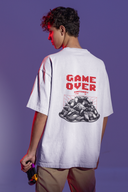 Game Controller Half Sleeve White Oversized T-Shirt for Men by Hello Swanky