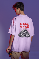 Game Controller Half Sleeve Lavender Oversized T-Shirt for Men by Hello Swanky