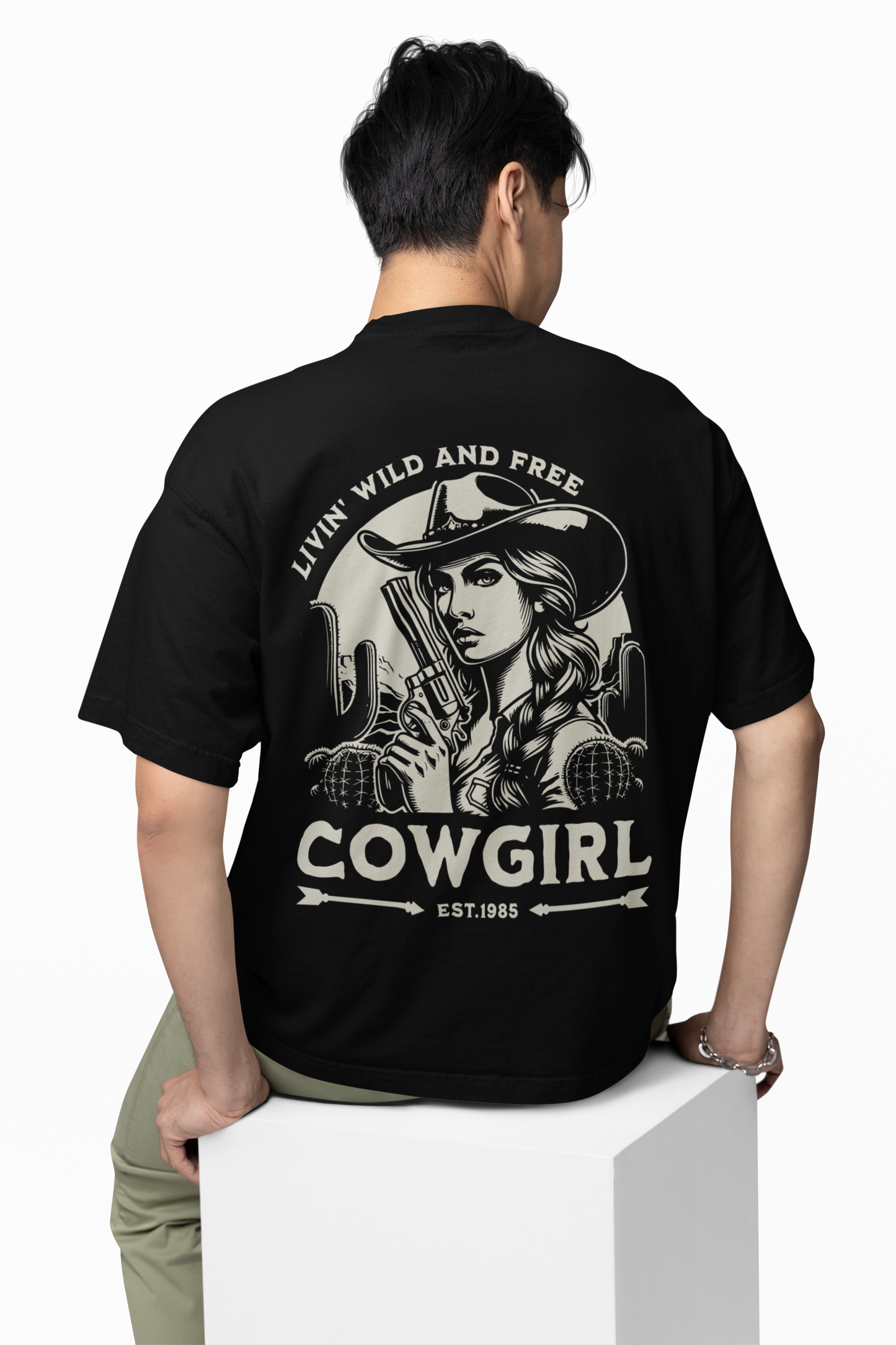 Cowgirl Oversized T-Shirt Western Style Graphic Design