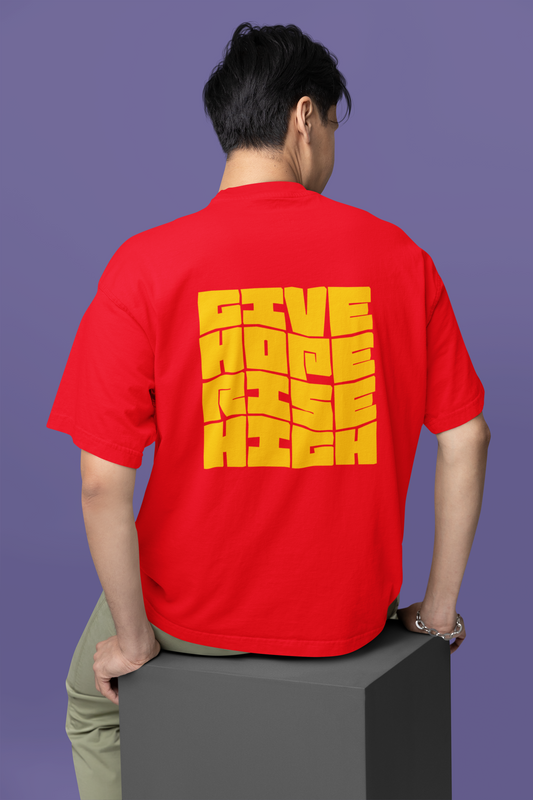 Hope Red Half Sleeve Oversized T-Shirt for Men Casual Wear