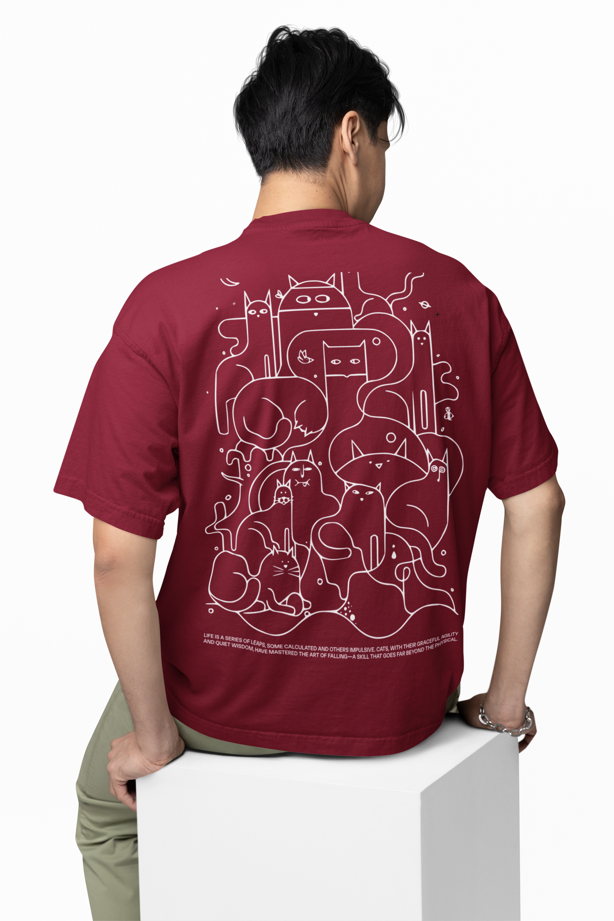 Animals Line Art Oversized T-Shirt