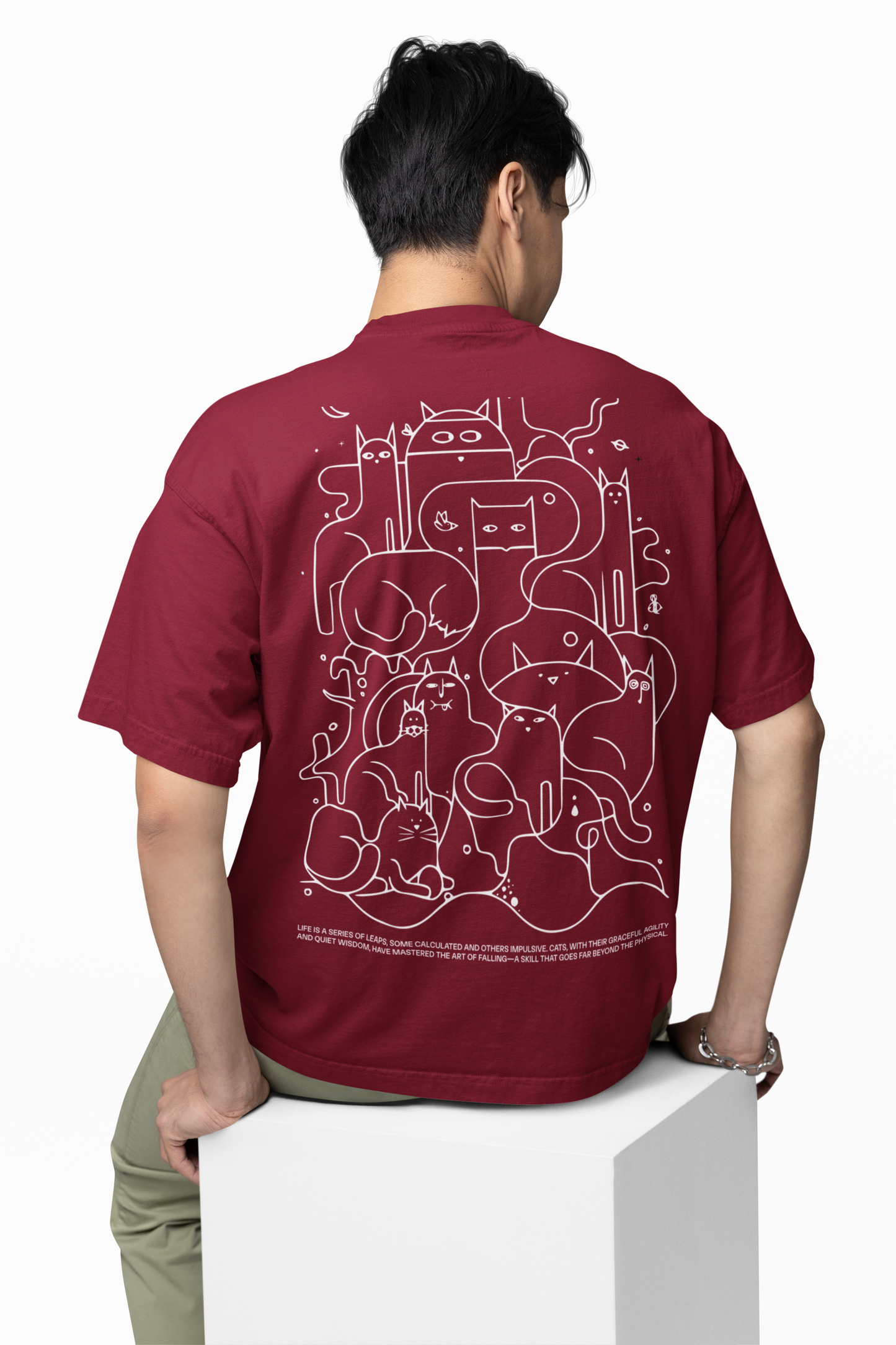 Animals Line Art Oversized T-Shirt