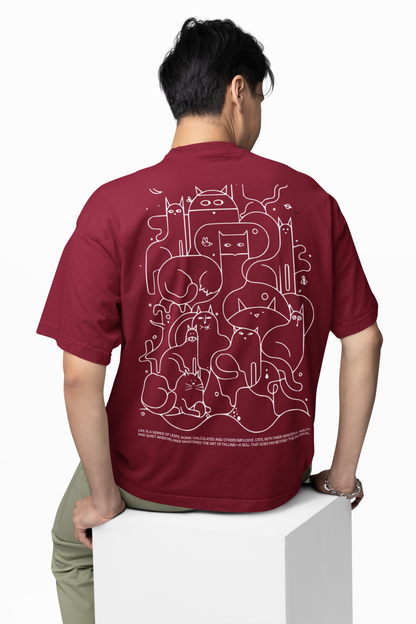 Animals Line Art Oversized T-Shirt