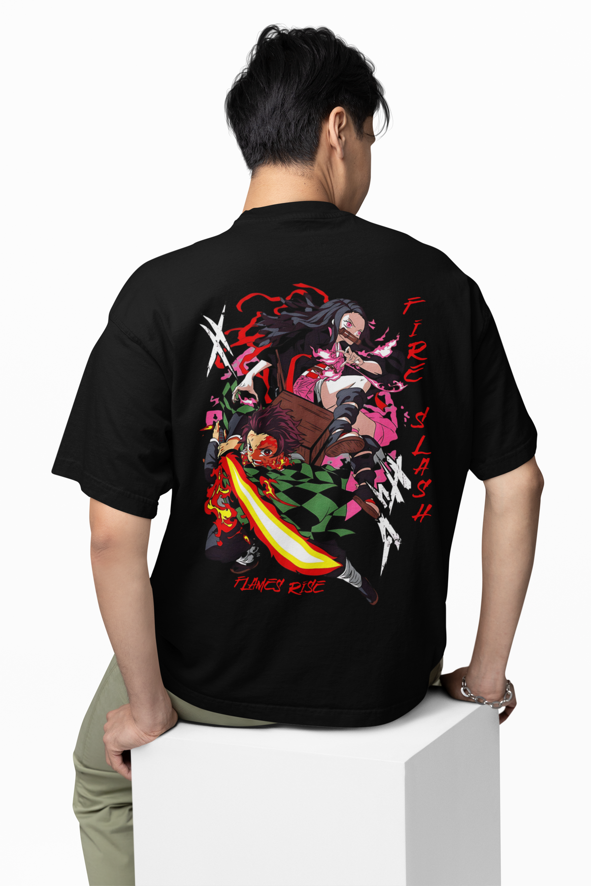 Fire Slash Oversized T-Shirts
