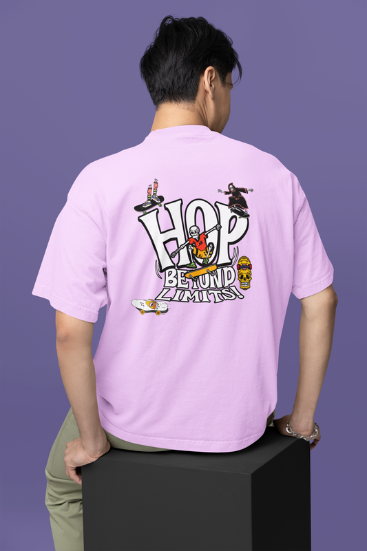 Hop Beyond Limits Unisex Lavender T-Shirt – Trendy Oversized