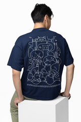 Animals Line Art Oversized T-Shirt
