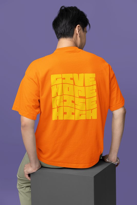 Hope Half Sleeve Orange T-Shirt for Men – Oversized Fit
