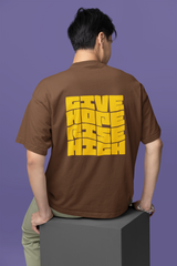 Hope Half Sleeve Brown Oversized T-Shirt for Men by Hello Swanky