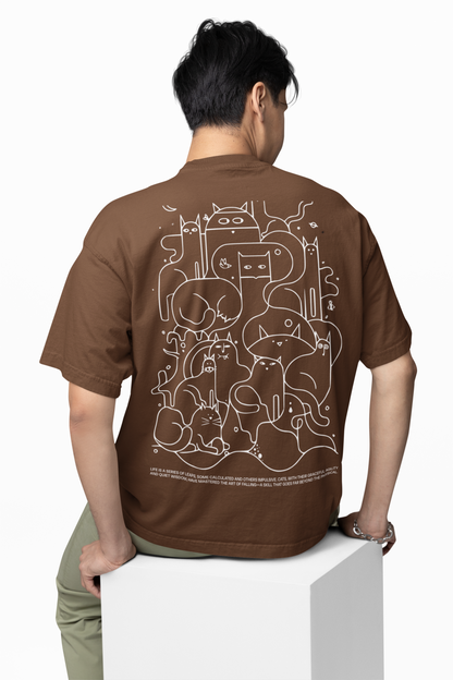 Animals Line Art Oversized T-Shirt