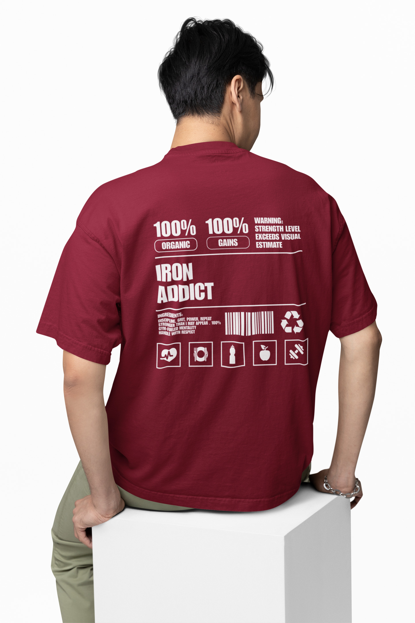 Iron Addict Oversized Gym T-Shirt  Power for Strength Lifters