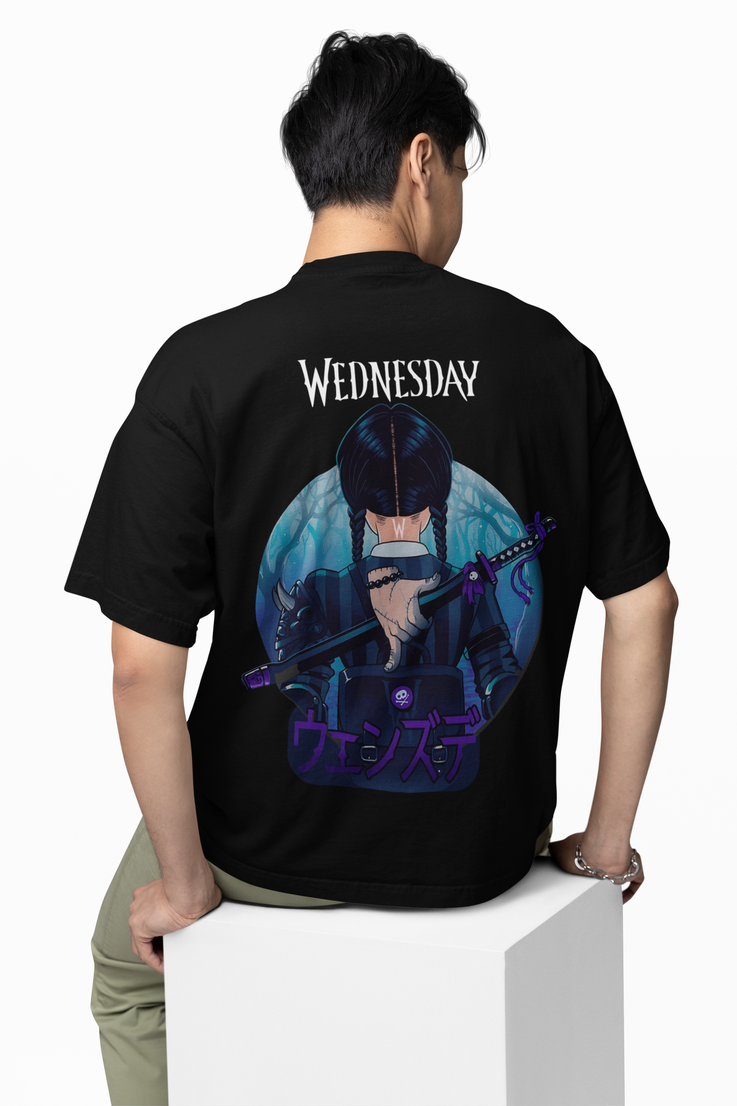 Wednesday Addams Graphic Oversized T-Shirt Black Streetwear