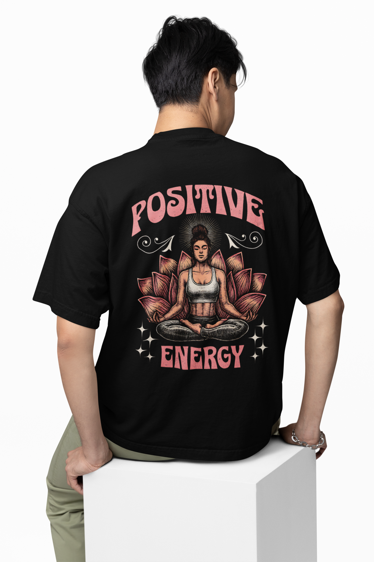 Positive Vibe Black Oversized T-Shirt for Casual Streetwear