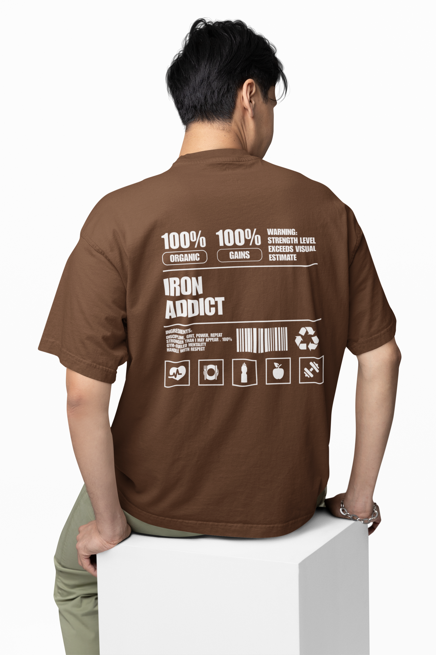 Iron Addict Oversized Gym T-Shirt  Power for Strength Lifters
