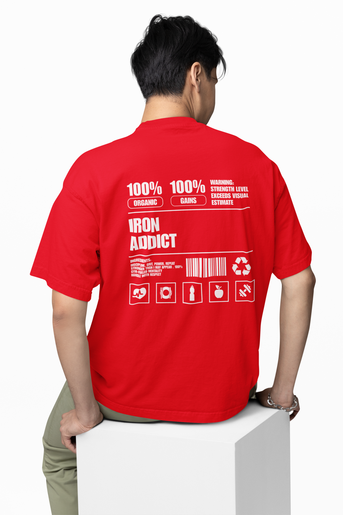 Iron Addict Oversized Gym T-Shirt  Power for Strength Lifters