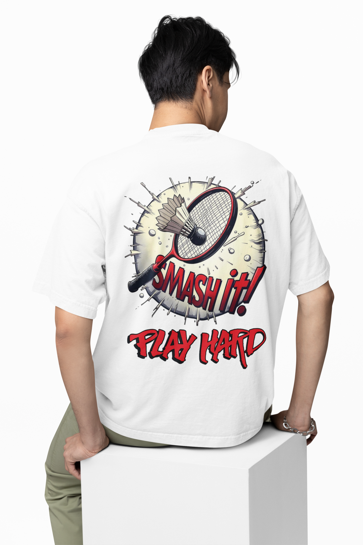 Badminton Play Hard Oversized T-Shirt