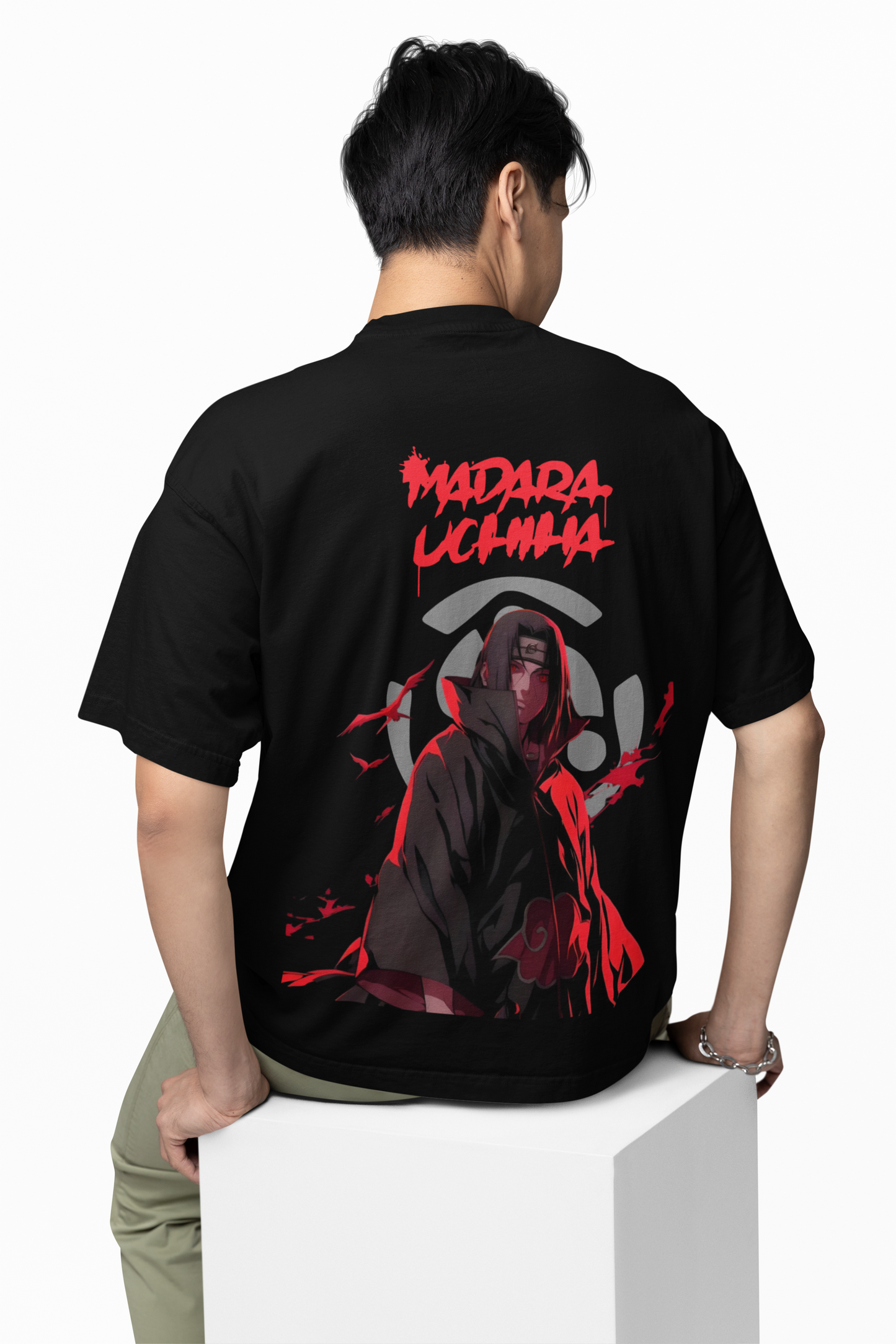 Oversized T-Shirt Rage of Madara Black Graphic Casual Wear