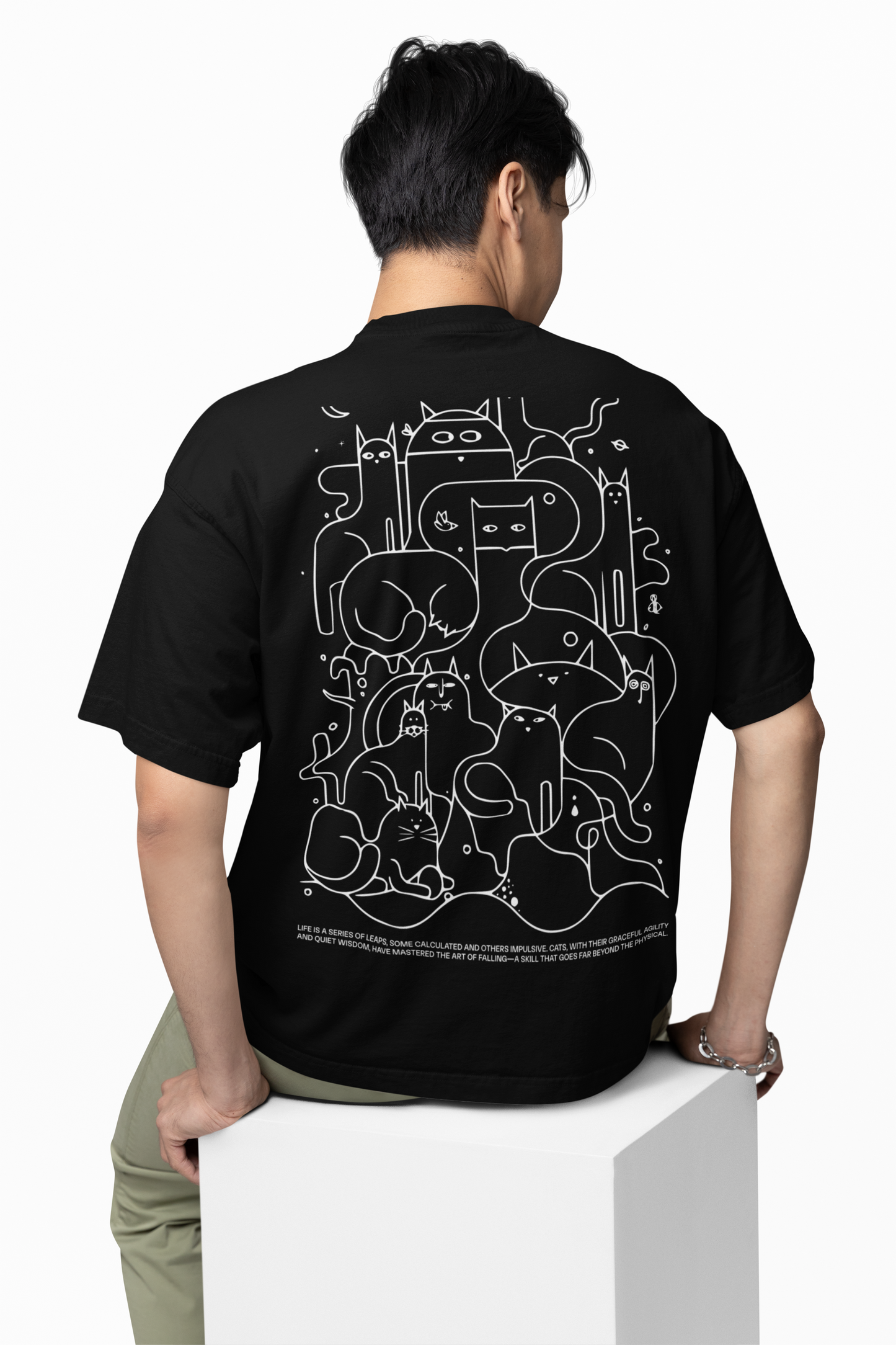 Animals Line Art Oversized T-Shirt