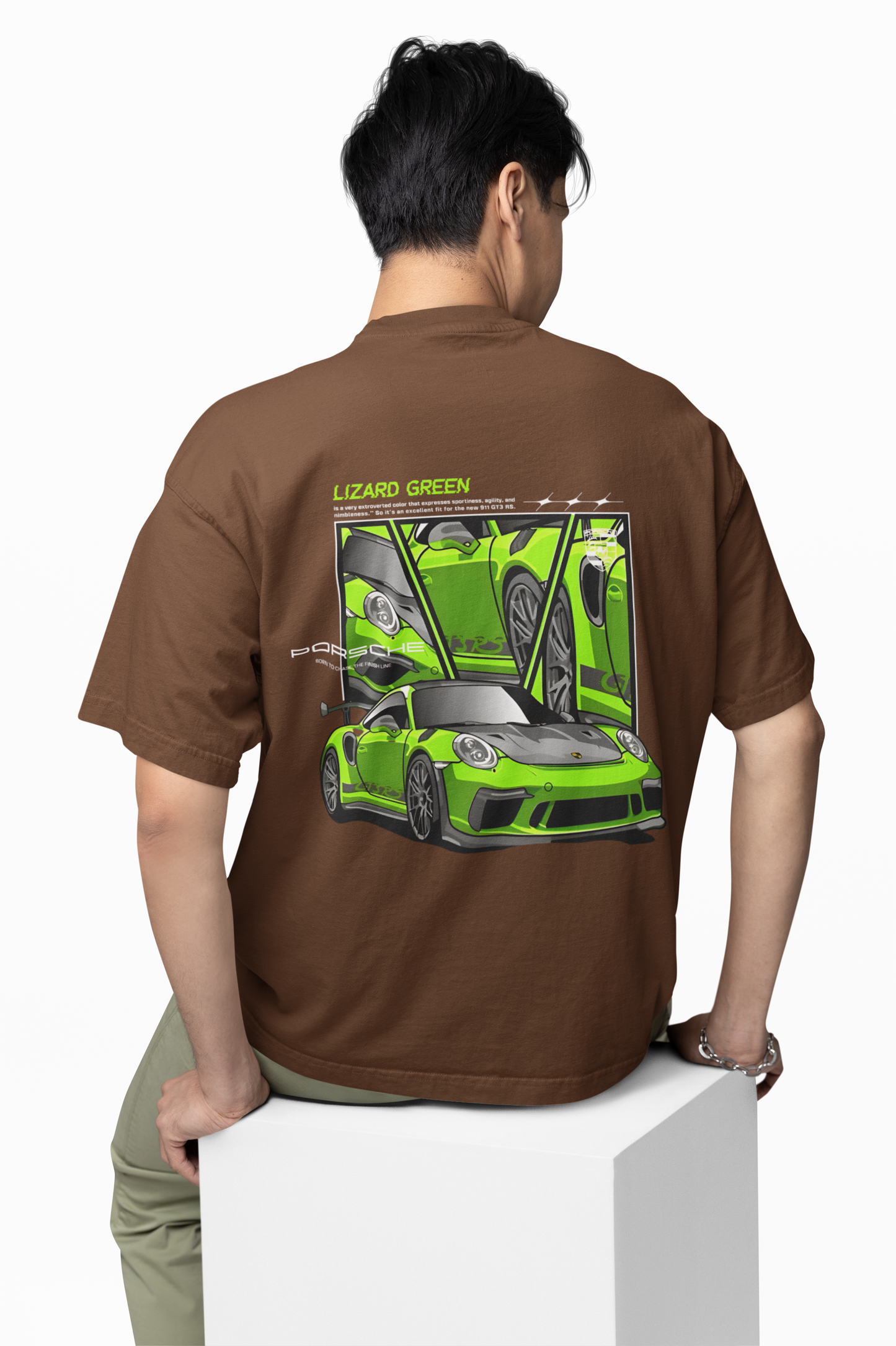 Porsche Lizard Green Oversized T-Shirt for Racing Streetwear