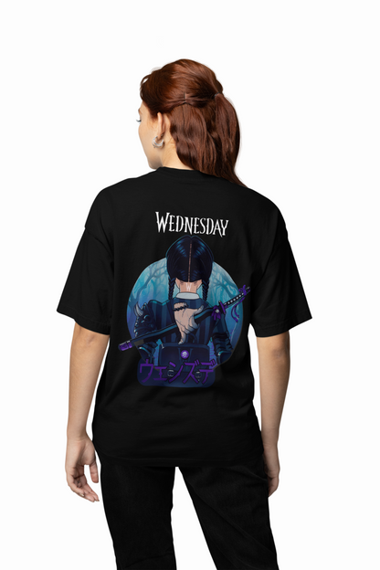 Wednesday Addams Graphic Oversized T-Shirt Black Streetwear