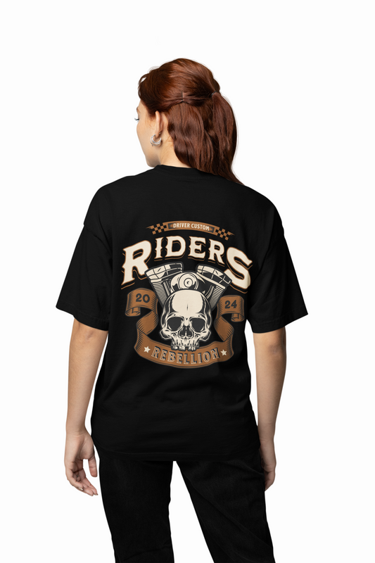 Rebellion Oversized T-Shirts Black Trendy Graphic Casual Wear